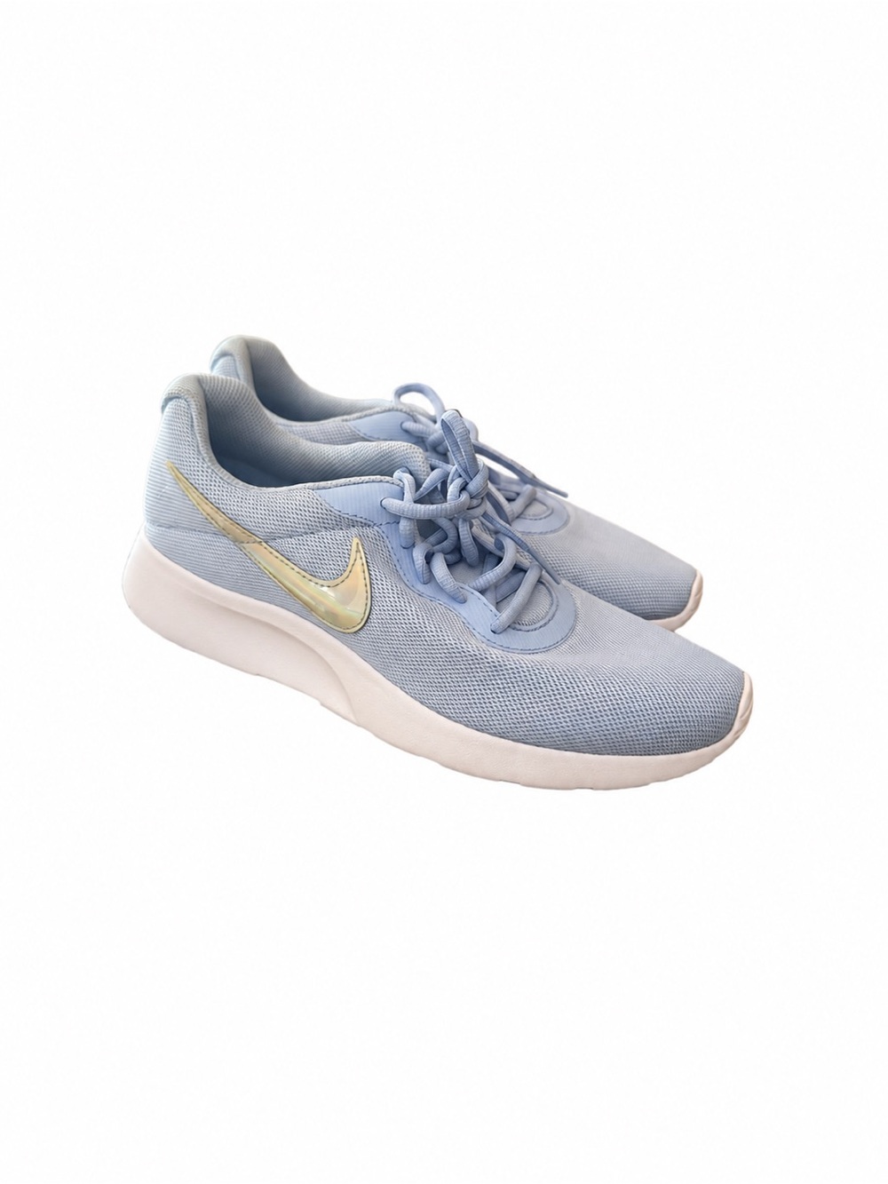 Nike Women’s Light Blue Running Shoes with holographic Swoosh